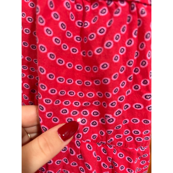 Rhode Julia Tiered Halter Maxi Dress Pink Red Printed 100% Cotton Size L - Picture 5 of 10